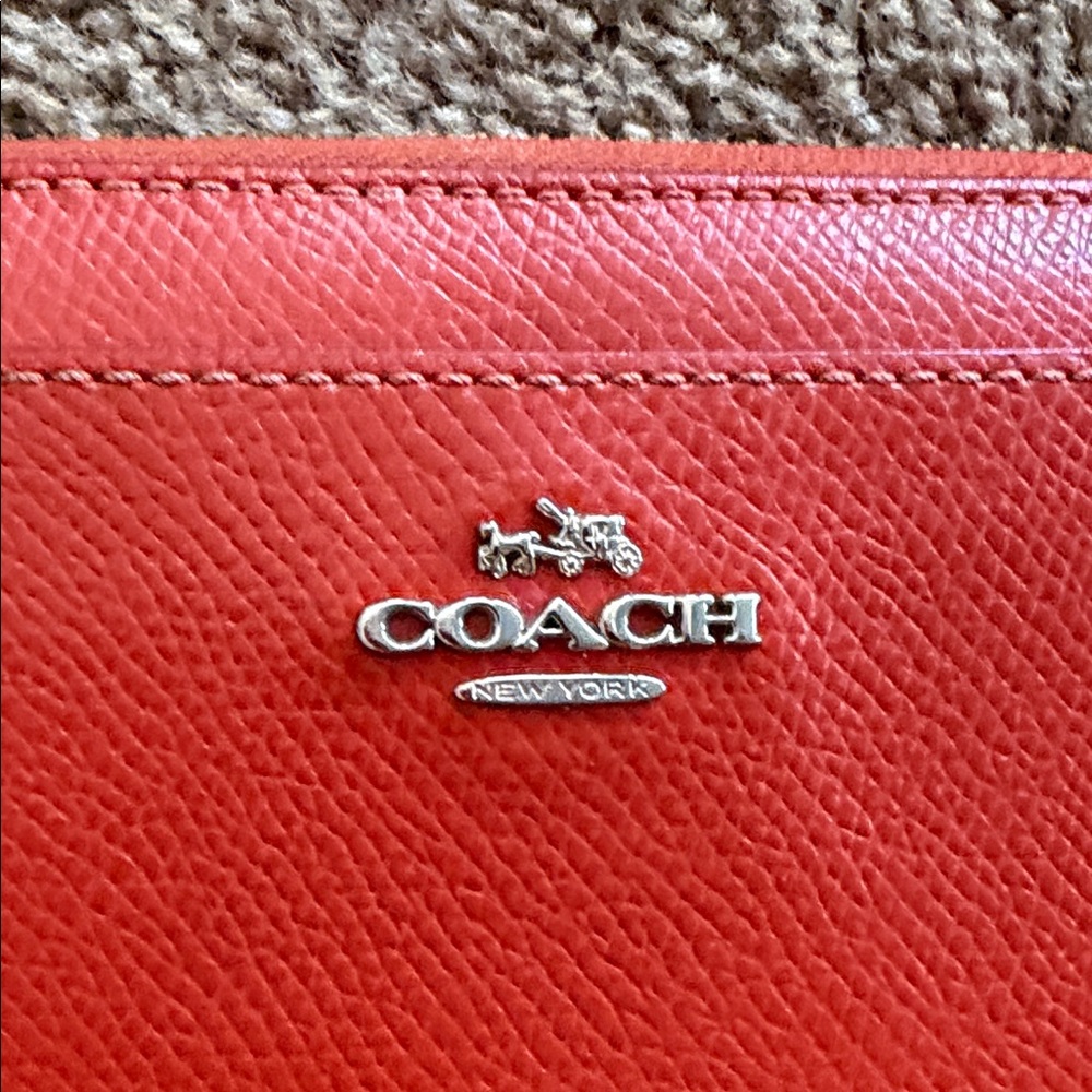 Coach Orange Zip-Around Leather Wallet - Picture 5 of 7